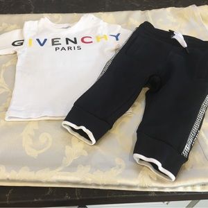 Givenchy long sleeve t shirt 12M and track pants 9M like new worn once